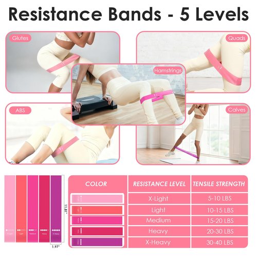 16 PCS Pink Pilates Ring and Ball Set for Women with 15" Magic Circle, Home Pilates Equipment Kit with Adjustable 1LB Ankle Wrist Weight, Resistance Band, Gliding Discs, Pilates Essentials Accessories
