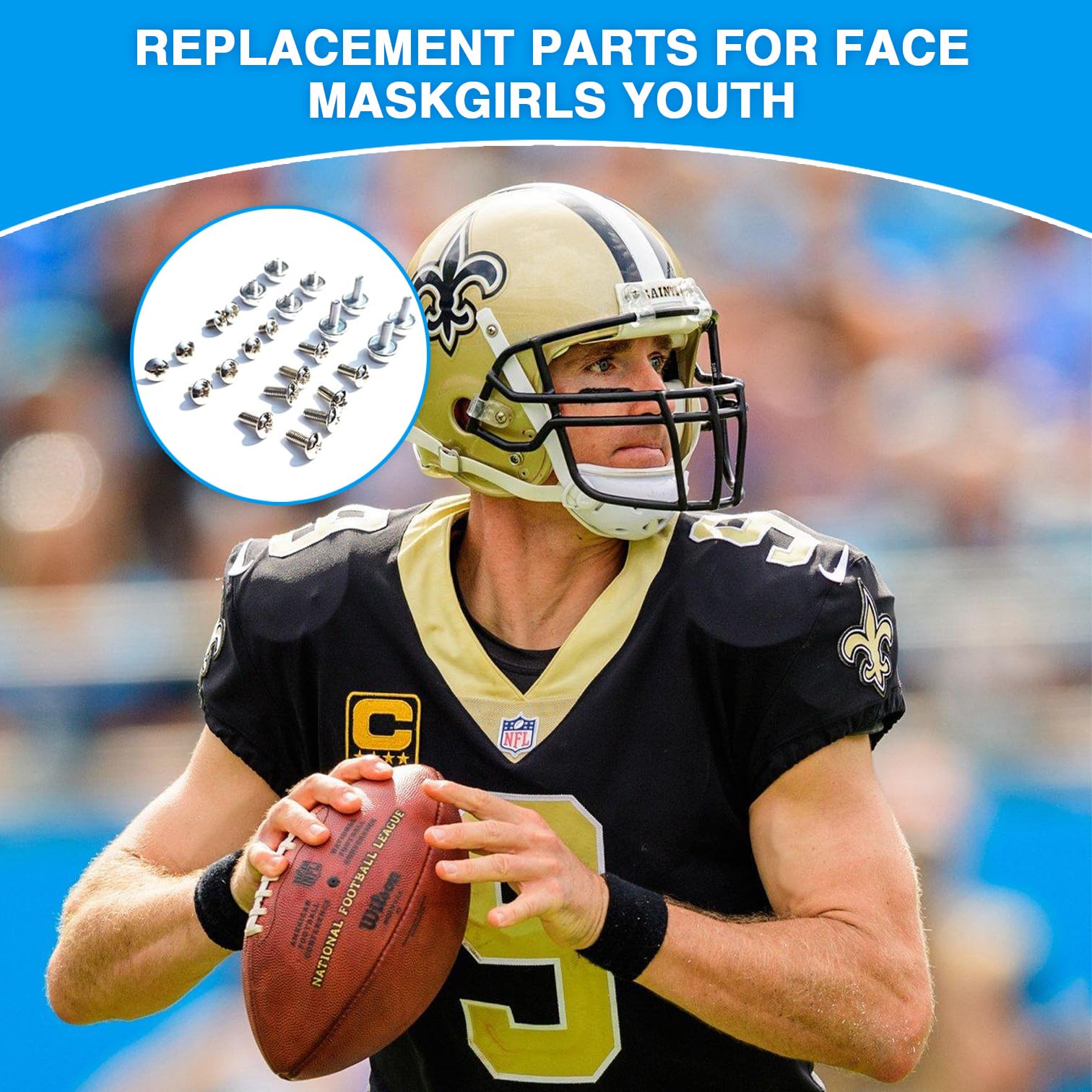 Universal Facemask Hardware Kit Baseball Helmet Visor Screws Hockey Repair Football Clips Replacement Parts for Softball Face Mask Girls and Teenagers Do Not Embroider Steel