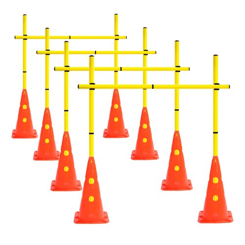 ASENVER Speed Agility Hurdles Cone Set Detachable Agility Training Poles Set 8 Training Cones and 12 Agility Poles
