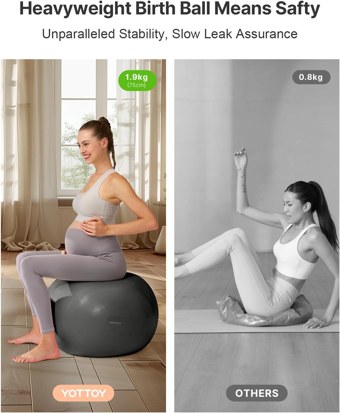 YOTTOY Pregnancy Ball - 1.8mm Thick Birthing Ball for Maternity Yoga & Exercise | Includes Pump