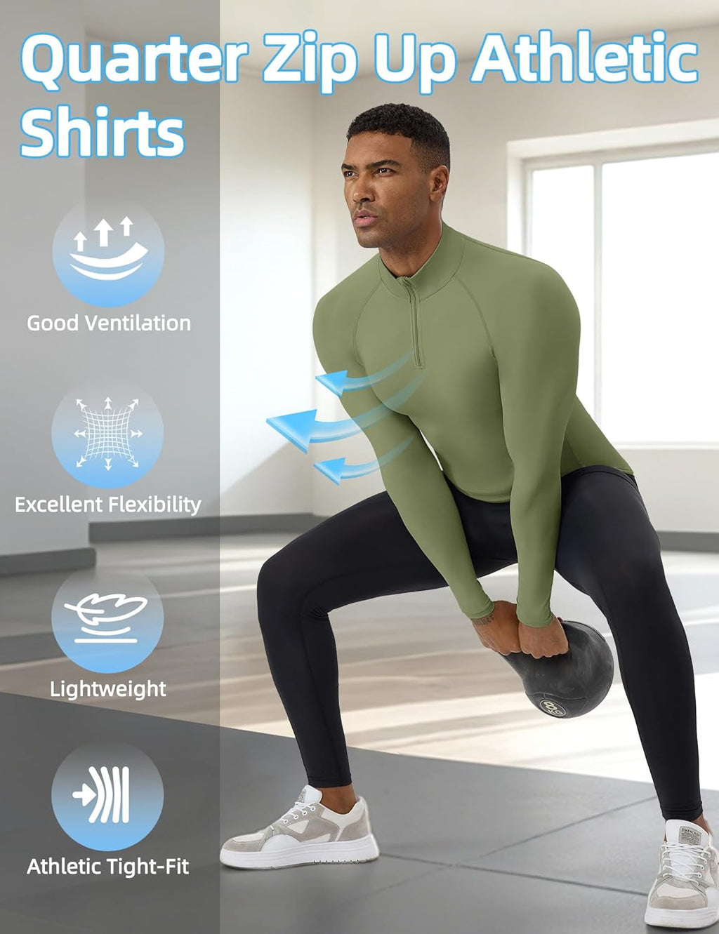 SPVISE Quarter Zip Workout Pullover - Men's Dry Fit Long Sleeve Compression Tee | Sport Baselayer