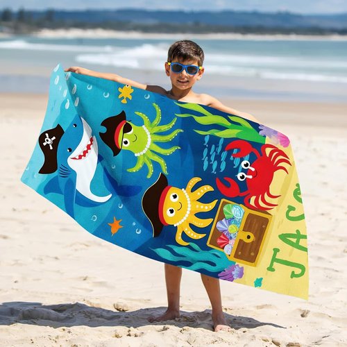 Dreamdecor Personalized Beach Towel - Custom Striped Microfiber, Sand-Free & Quick-Drying | Ideal for Pool & Vacation