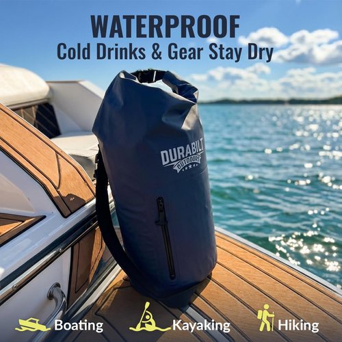 DURABILT Backpack Cooler Insulated Waterproof – 24 Cans, Leak Proof Heavy Duty Soft Sided Cooler Backpack, Dry Bag Roll Top Sack, 14 Cans + Ice, Gear Dry for Hiking, Beach, Camping, Fishing & Kayaking