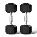 GRETERST Hex Dumbbells Set Rubber Coated Hand Weights Exercise & Fitness for Home Gym Workouts Weight Strength Training, Set of 2, Black, 25LB