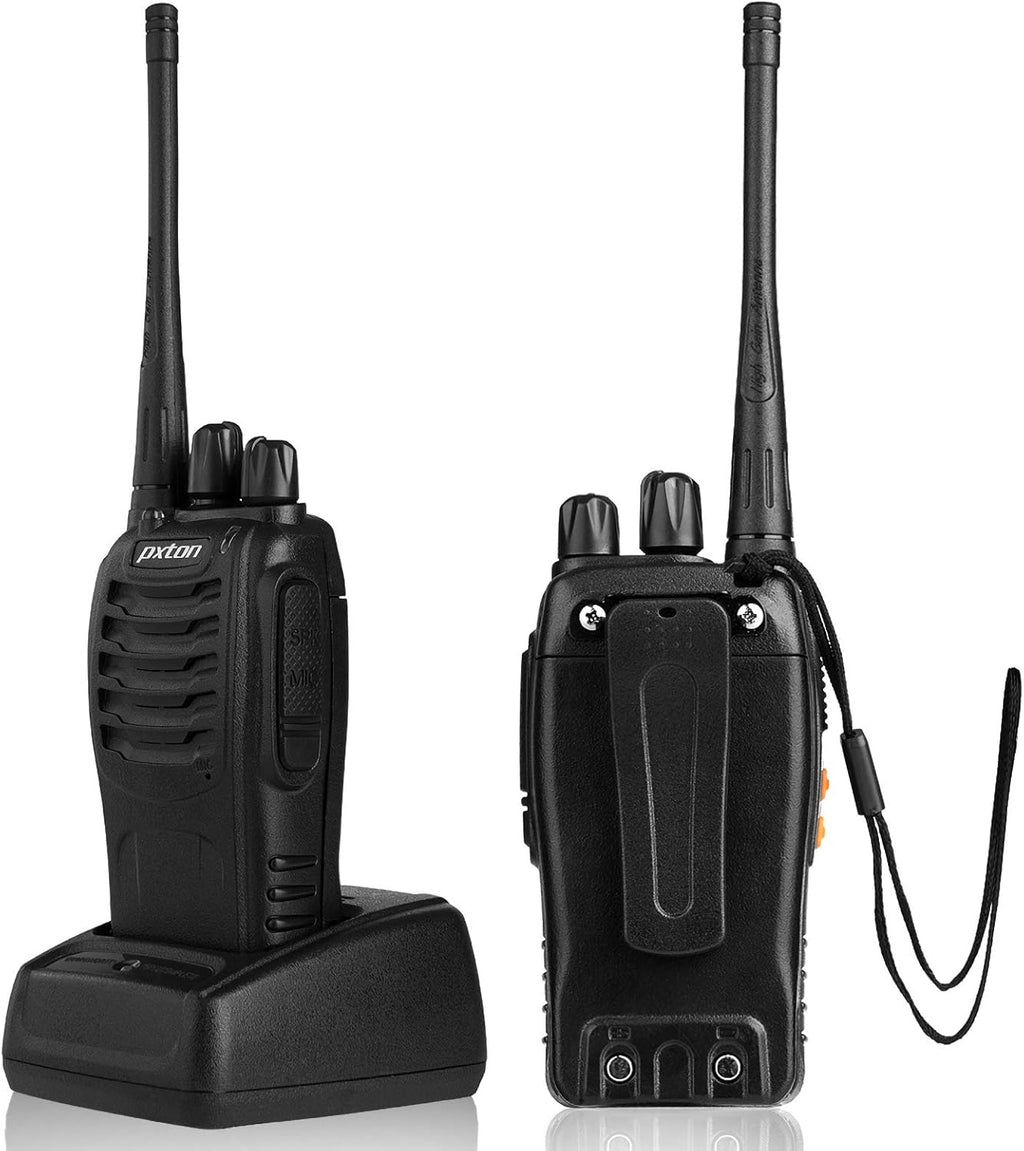 Pxton Walkie Talkies 777S & 888S - Long Range Rechargeable Two-Way Radios with Earpieces | 8 Pack
