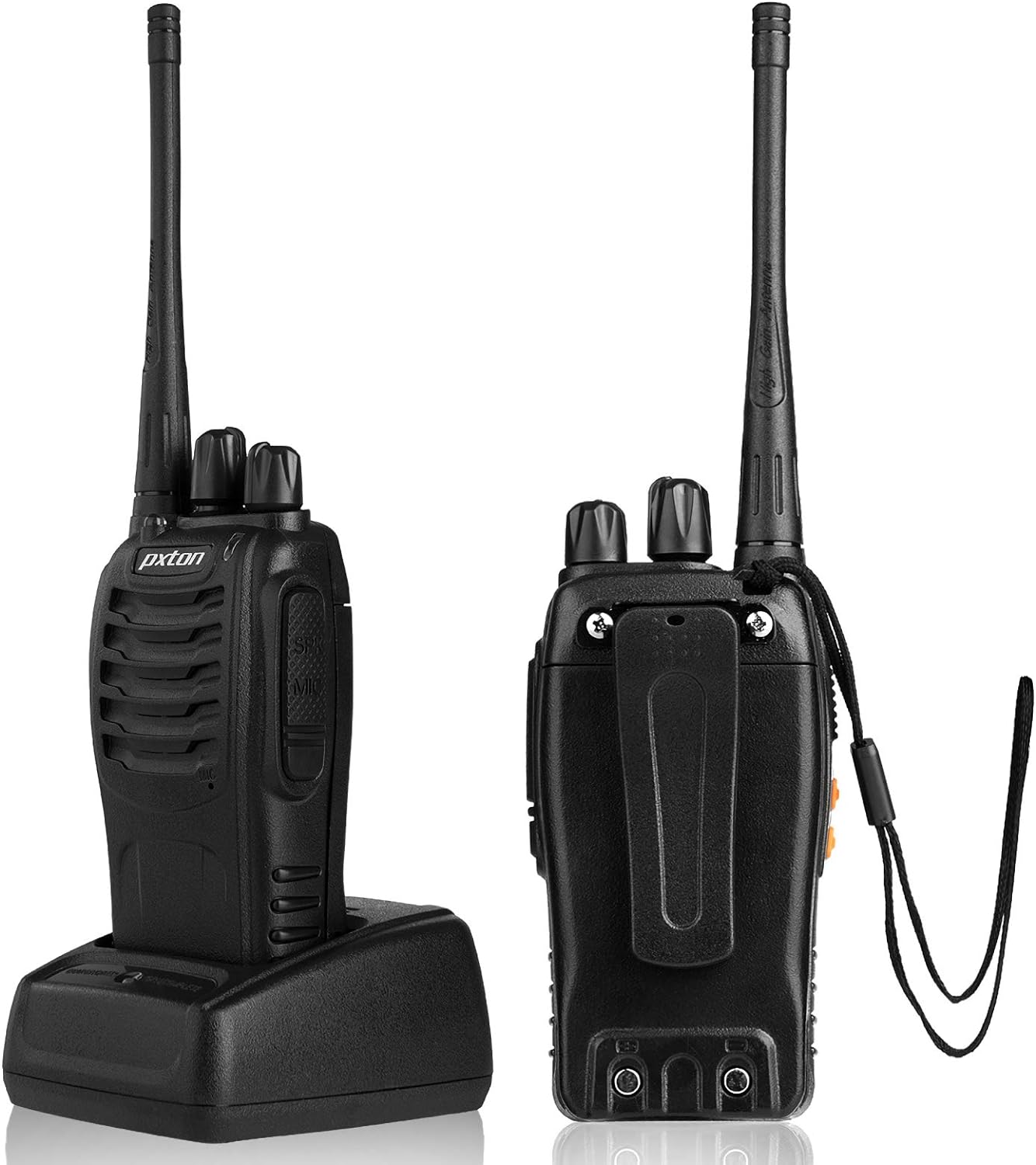 Pxton Walkie Talkies - Long Range Rechargeable 2-Way Radios with Headphones | 8 Pack with VOX & Noise Reduction