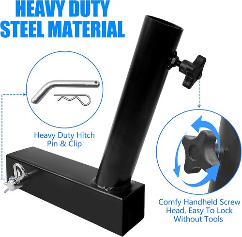 KAIRAY Hitch Mount Flagpole Holder - Universal Fit for 2-Inch Hitch Receivers | Ideal for Trucks, SUVs, RVs