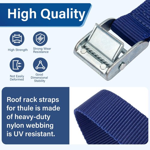 Tie Down Straps for Thule Roof Mount Racks, Roof Rack Locking Straps Compatible with Thule Bars, Yakima Bars, Factory Bars Surfboard, Paddleboard or Kayak - 9 FT (1 Pair)