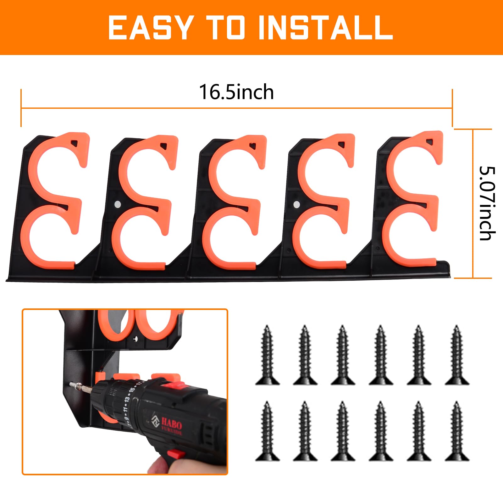 Hikeen Fishing Rod Holders, Fishing Pole Holders for Garage, Wall or Ceiling Mounted Fishing Rod Rack Holds Up to 10 Rods（1 Pack）