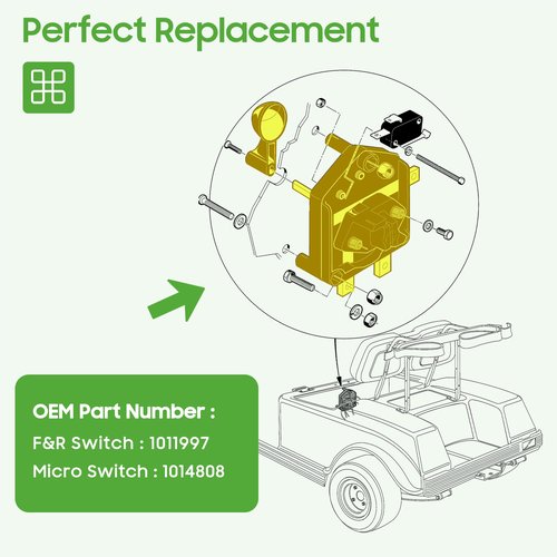 10L0L Heavy Duty Forward Reverse Switch Assembly for Club Car DS 1984-2005 36V Golf Cart, with Handle, Micro Switch, OEM# 1011997 1014808 1012987