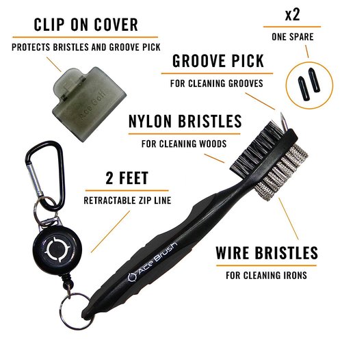 Golf Brush and Club Groove Cleaner (Black)