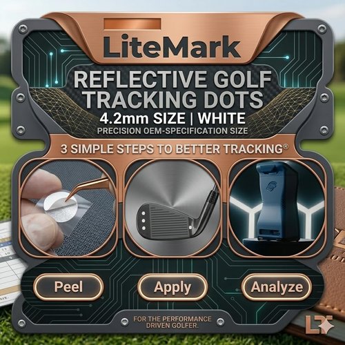 Golf Club & Golf Ball, White Reflective Dot Stickers, 3M Weatherproof Decals for Enhanced High Speed Camera Detection and Simulators, 1/4 Inch Size, Pack of 546