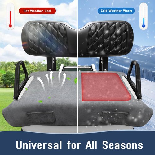 LEAPGOMAX Golf Cart Seat Blanket Covers, Breathable Heavy Duty Universal Golf Cart Seat Covers for Club Car DS Precedent EZGO TXT RXV with 2 Pockets for Your Golf Items