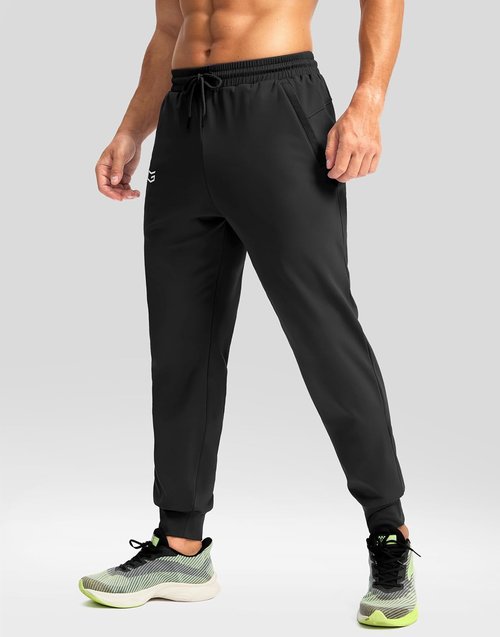 G Gradual Men's Fleece Joggers - Water Resistant Athletic Pants with Zipper Pockets | Winter Warm Workout Gear