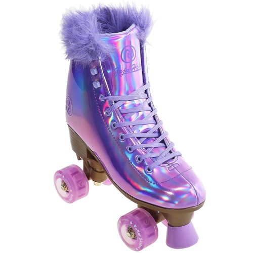 JajaHoho Roller Skates for Women, Holographic High Top Classic Rollerskates, Shiny Double-Row Purple Four Wheels Quad Skates for Girls Indoor & Outdoor (Lilac, Size 9)