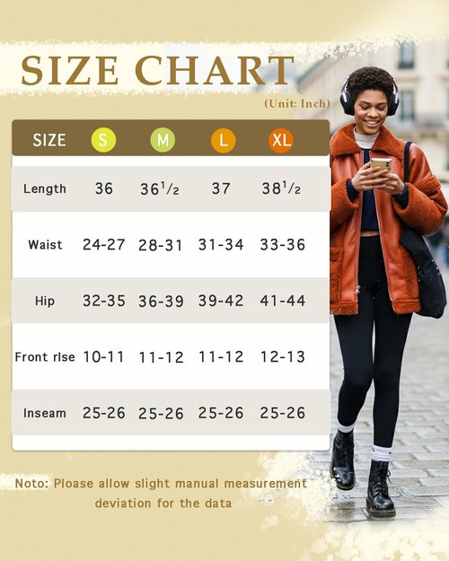 Fleece Lined Leggings Women Black - Thermal Pants High Waist Tummy Control, Squat Proof Thick Warm Yoga Tights