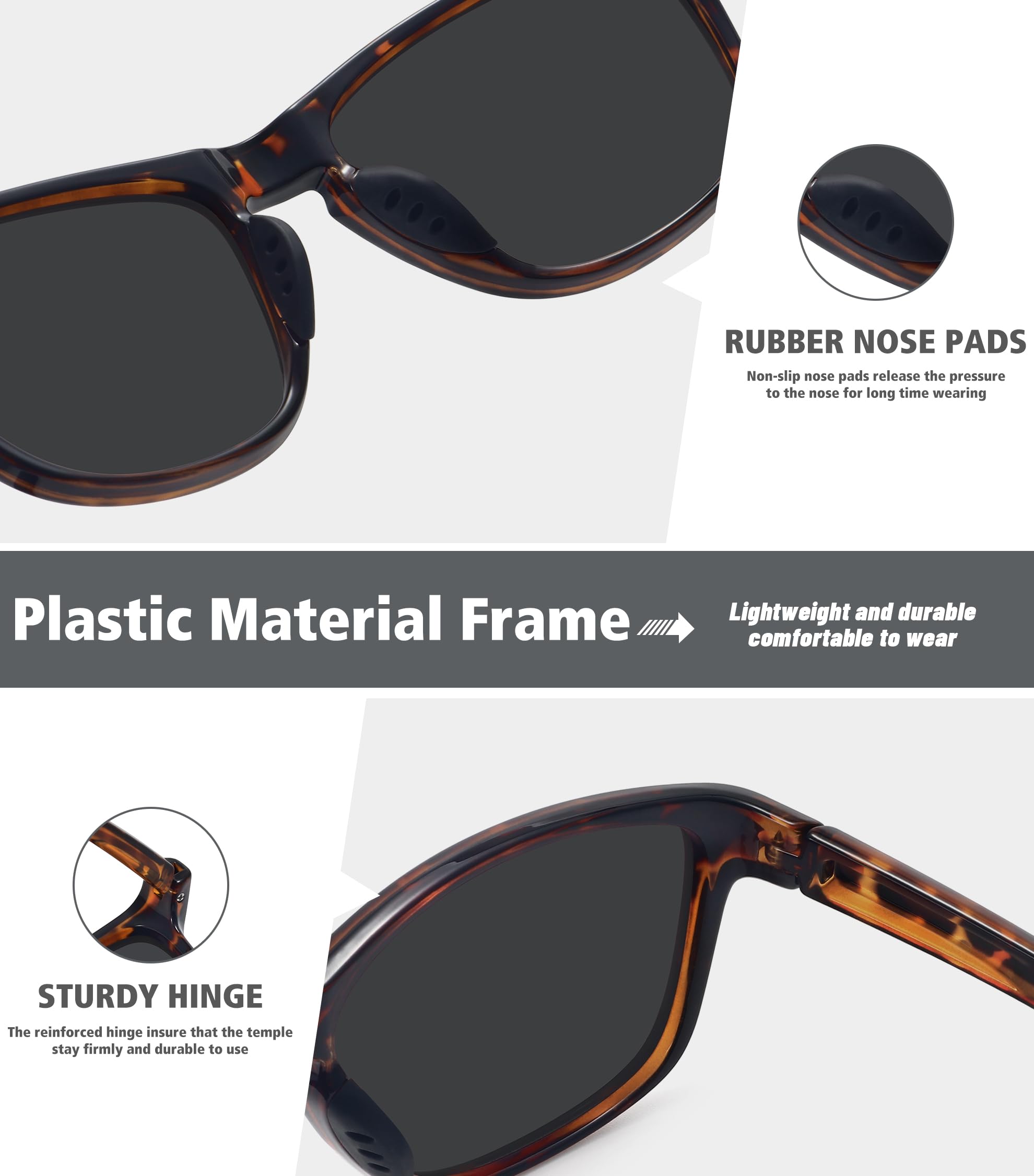 MEETSUN Polarized Sports Sunglasses for Women Men Driving Running Cycling Fishing Sun Glasses UV400 Protection Tortoise Frame-Gray Lens