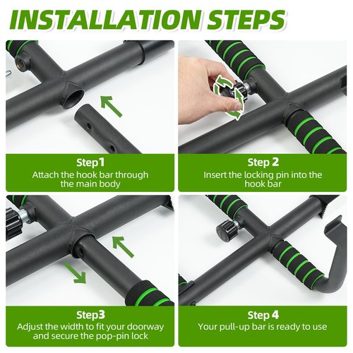 VBSD Upgrade Pull Up Bar for Doorway With Ergonomic Grip, Upto 440 Lbs Capacity No Screws Pullup Bar for Home Gym Indoor Exercise Strength Training, Authorized Under US Patent