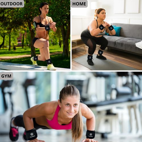 PowerStrides weighted bangles – Best wrist and ankle weights for men & women, 2lb (pounds) set (1 lbs each), ideal weight workout for arm with straps. Perfect for hand, leg & pilates workouts