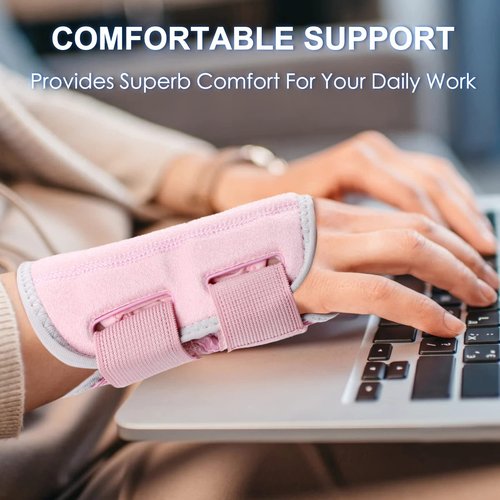BAOPLAYKIDS Wrist Brace for Carpal Tunnel, Night Wrist Sleep Support Splint with Compression Sleeve Adjustable Straps for Pain Relief, Arthritis, Tendonitis, Fitness (Left Hand-Pink, S/M (Pack of 1))