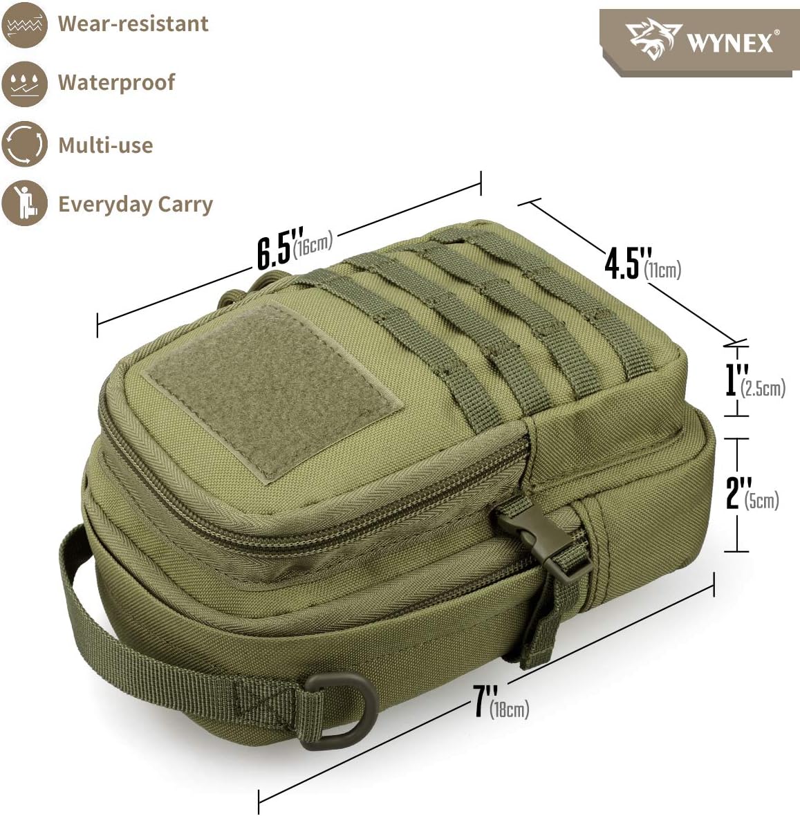 WYNEX Tactical Molle Small Pouch - EDC Utility Belt Phone Gadget Holder | IFAK Attachment for Tactical Gear