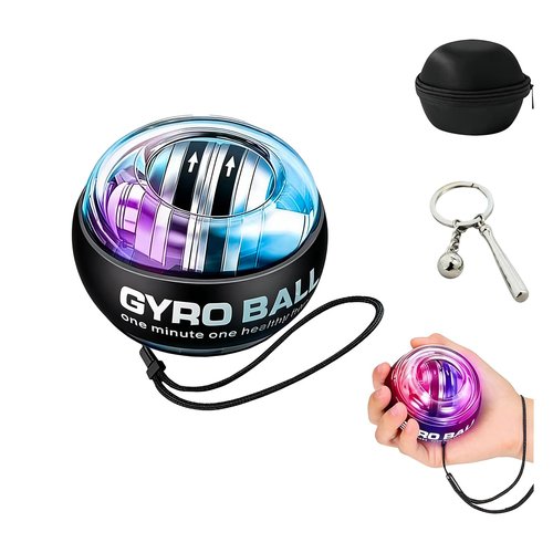 Hand Grip Strengthener Ball, Wrist Ball gyro ball Exerciser, Auto-Start Wrist Balls Hand Exerciser, Devices with LED Lights for Strengthening Arms, hand strengthening devices,powerball gyro exerciser (Baseball)