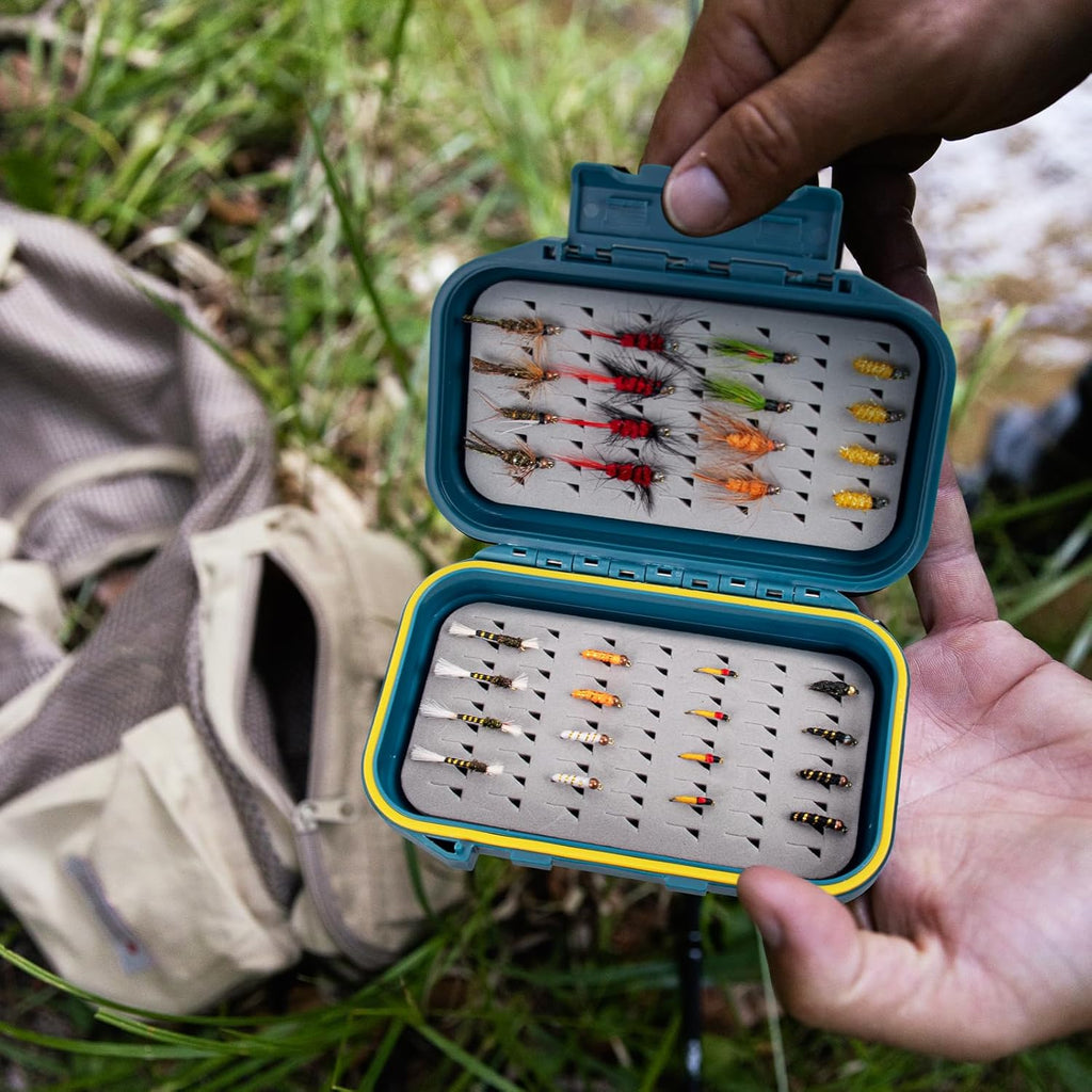 SF Fly Fishing Box - Small Waterproof Double-Sided Tackle Storage | Floatable Ice Fishing Jig Head