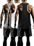 Tank Tops Men Y-Back Muscle 3 Pack Dry Fit Sleeveless Workout Tank Tops for Men Mesh Material Running Gym (US, Alpha, X-Large, Regular, Regular, Black+White+Gray)