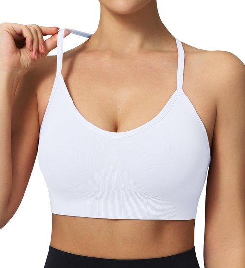 Women's Sports Bras Adjustable Y Back Spaghetti Strap Racerback Padded Wireless Yoga Workout Tops