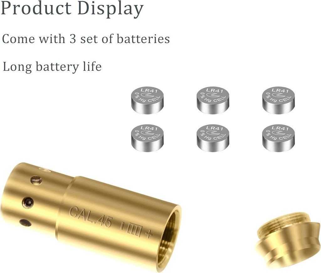 Skiennix .45 Caliber Red Dot Laser Bore Sighter - Accurate Boresighting with 2 Battery Sets