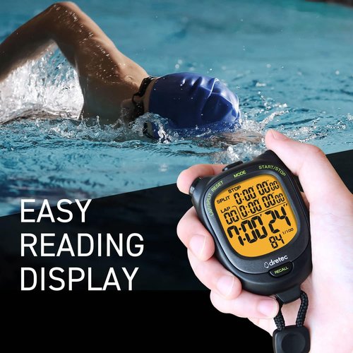 Dretec Digital Stopwatch - Waterproof Design with Backlight | Sleek Black Finish