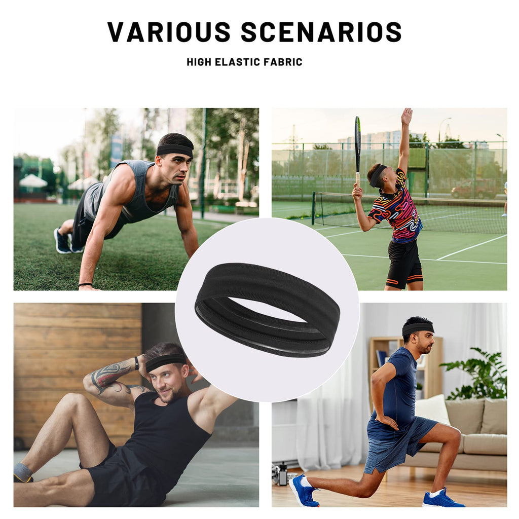 Workout Headbands for Women Men,5PCS Non Slip Sport Headbands Moisture Wicking,Stretchy Athletic Headband Breathalbe Sports Hairbands for Fitness Exercise Gym Training