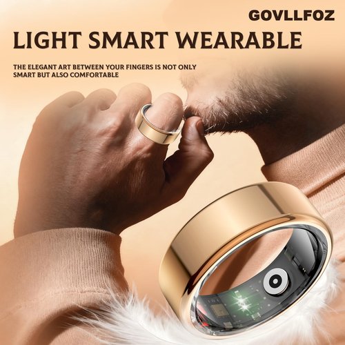 UouNeaCo Smart Ring for Women & Men, Fitness and Health Tracker with Heart Rate Monitor, Blood Oxygen, Sleep Tracker, 100+ Sport Modes, Step Counter, IP68 Waterproof, for iOS Android (Gold, 8)