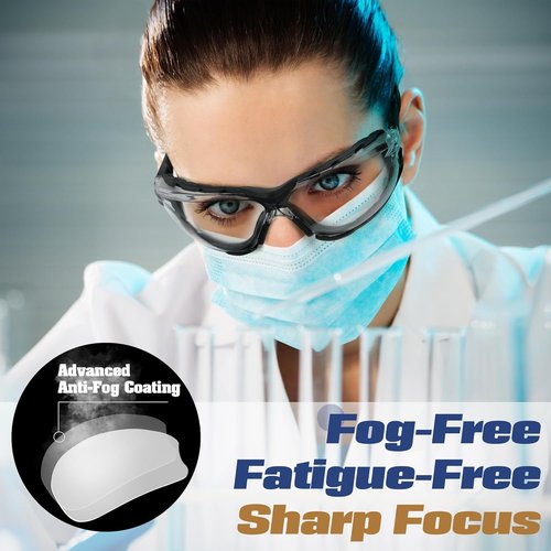 Flaya Adjustable Safety Glasses - Anti-Fog ANSI Z87.1 UV400 Protection Goggles with Foam Seal & Strap