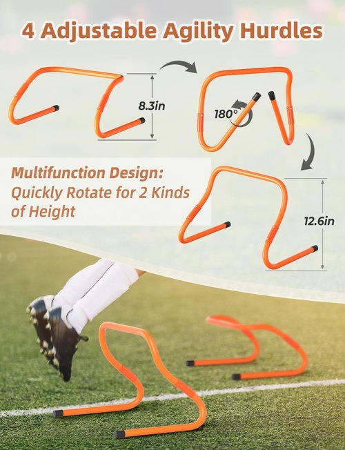 GHB Agility Ladder - Complete Football Training Set with 4 Hurdles, 20ft Ladder & Resistance Gear