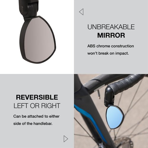 Zefal Spin 25 Bar-End Bike Mirror – Compact Foldable Rearview Mirror for Road & Gravel Bikes | 25 cm² Convex Chrome ABS, Triple-Axis Adjustable, Reversible Mount, 57 g