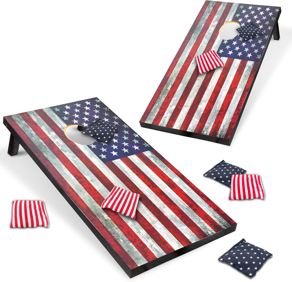 Skiennix Cornhole Board Set - Regulation 4x2 Size with Carrying Bags & 8 Bean Bags | Perfect for Outdoor Family Fun