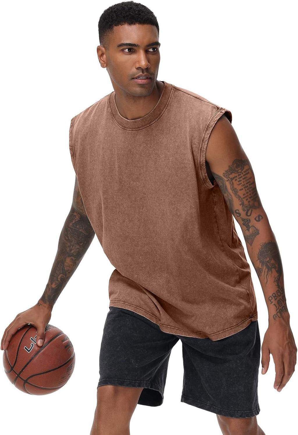 Skiennix Men's Workout Tank Tops - Sleeveless Muscle Tee for Gym & Running | Acid Wash Design