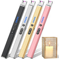 LcFun 4 Pack Candle Lighter Electric USB Rechargeable Plasma Arc Lighter with Safety Lock, Windproof Flameless Long Matches for Candle, Grill, BBQ, Camping Gifts for Women