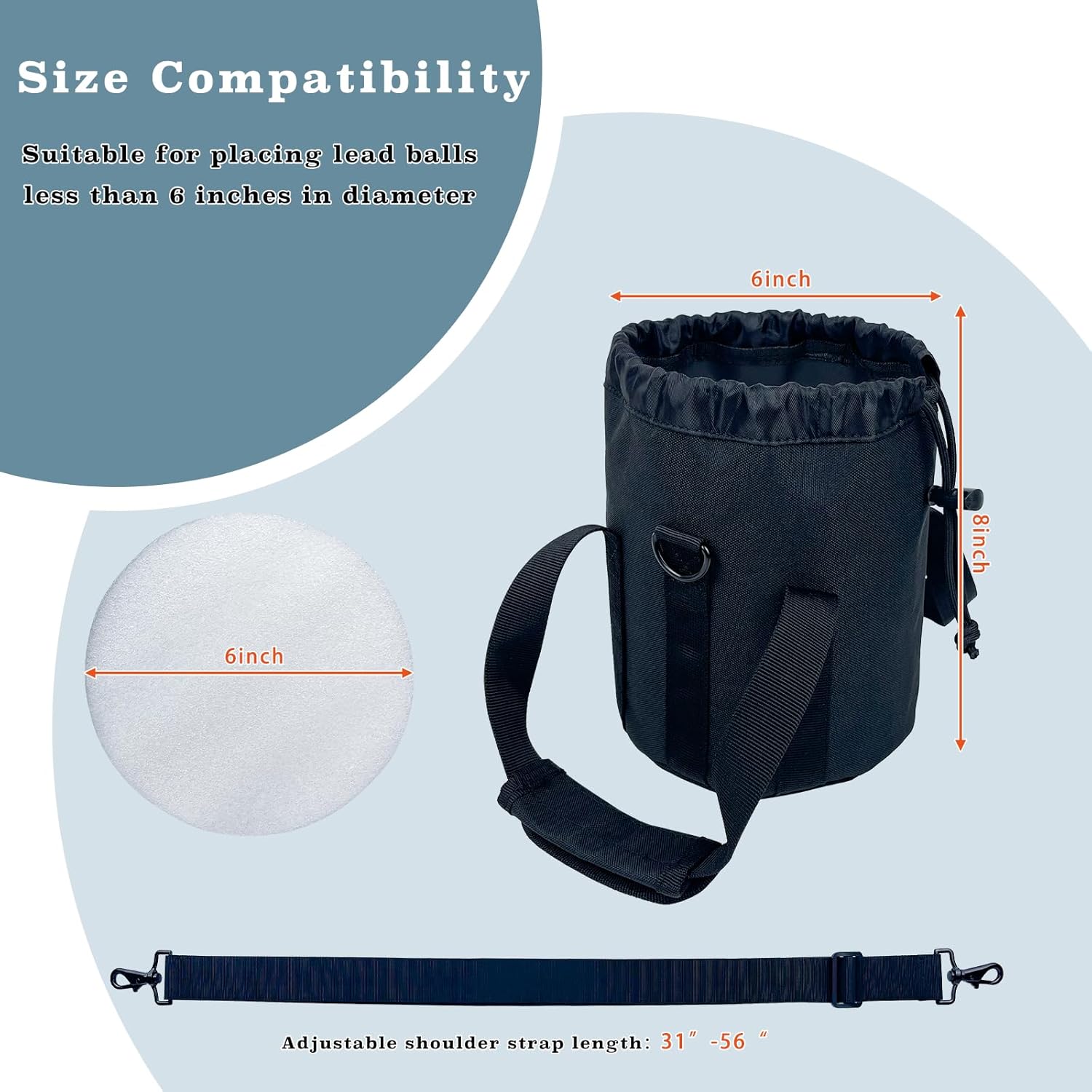 Skiennix Shot Put Bag - Adjustable Shoulder Strap & Foam Padding | Holds 6-16 LBS Shot Puts