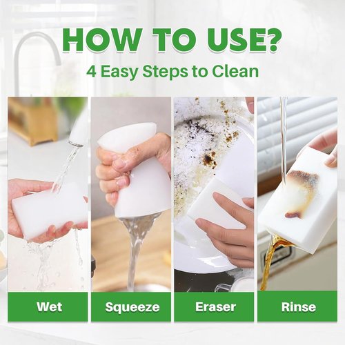 Magic Melamine Sponge Erasers - GRS Certified 12 Pack | No Scratch, Super Absorbent Cleaning Sponges for Home Use