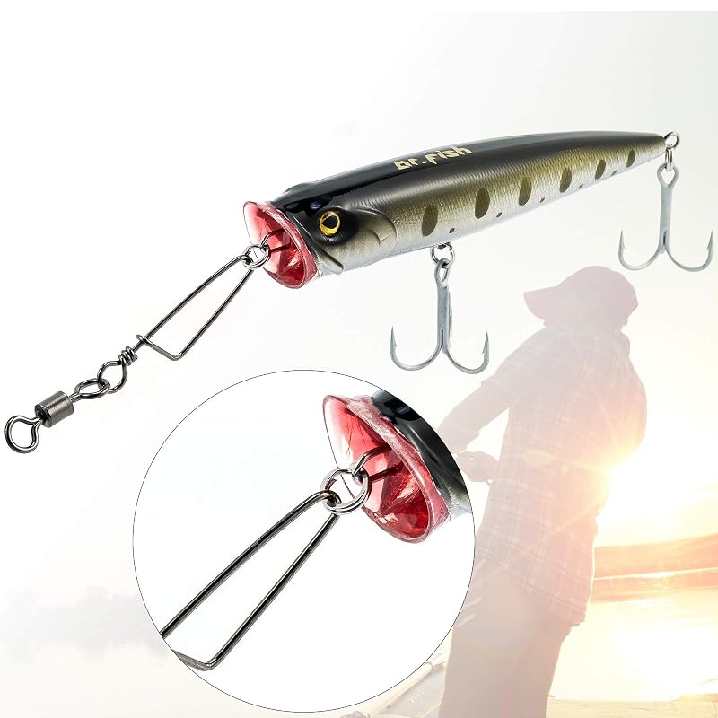 Dr.Fish 30 Pack Barrel Swivels, Stainless Steel Snap Crimps Lure Leader
