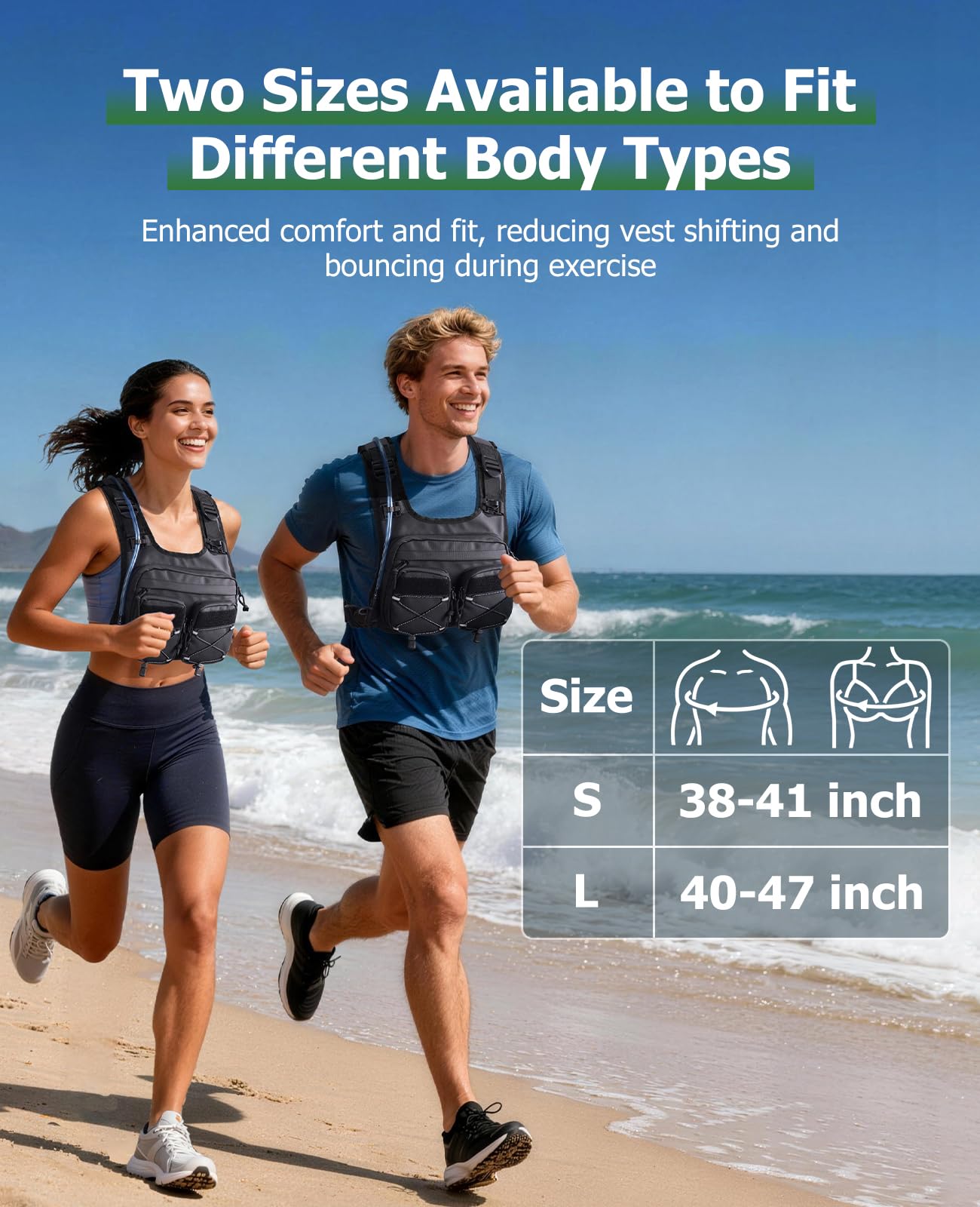 NOOLA Running Vest with 2L Water Bladder, Reflective Hydration Backpack for Men Women, Lightweight Chest Pack with Phone Pocket Adjustable Running Backpack for Marathon Fishing Cycling Hiking, Large
