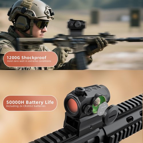 Motion Awake 2MOA Red Dot Sight, 11 Brightness Settings, IPX7 Waterproof Fogproof 1000G Shockproof, 50000H Battery Life 1x20mm Compact Optics with Absolute Co-Witness Mount for 20mm Picatinny Rail