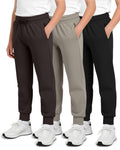 Real Essentials 3 Pack: Boys' Cotton Fleece Jogger Sweatpants - Active Athletic Youth Pants for Teens with Pockets-Set 14,M(12-14)