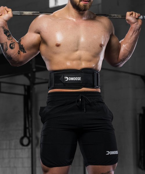 DMoose Strength Olympics squat belts for men and Women - 6 Inch Auto-Lock Weight Lifting Back Support, Workout Back Support for Lifting, Fitness - Black Large