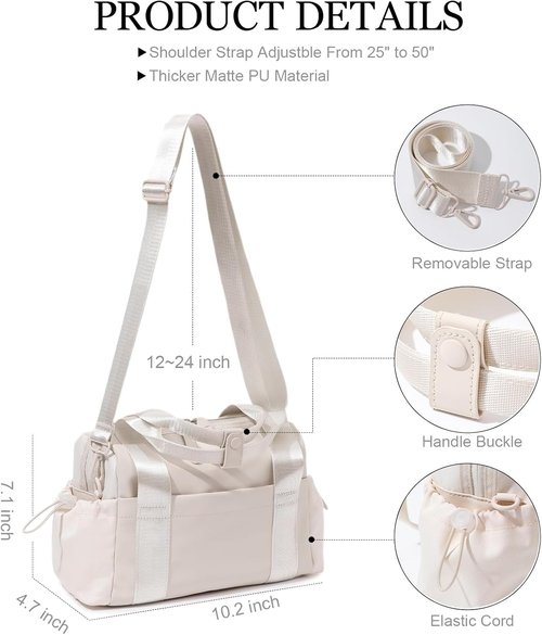 Bucosd Mini Crossbody Gym Bag - Stylish Duffle with Wet Compartment for Women | Ideal for Travel & Workouts (Beige)