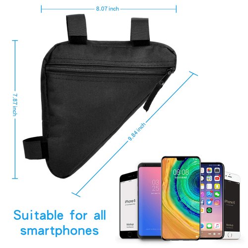 BOBILIFE Bike Triangle Frame Bag - Bicycle Cycling Handlebar Front Pouch Saddle Storage Bag for Road and Mountain Bikes (Black)