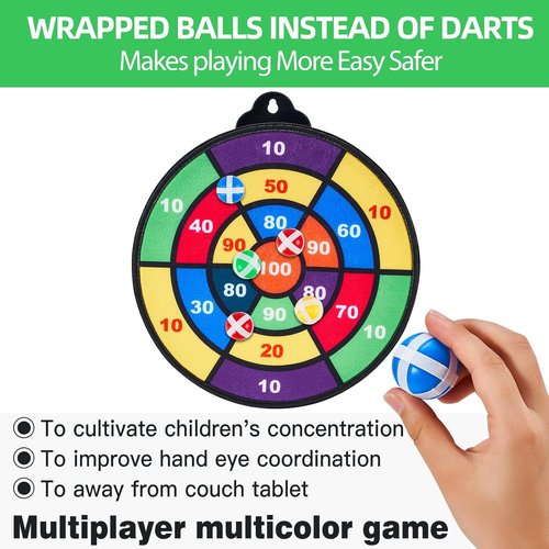 Moopok Magnetic Dart Board for Kids - 12 Magnetic Darts & Sticky Balls | Indoor/Outdoor Fun for Ages 3-12