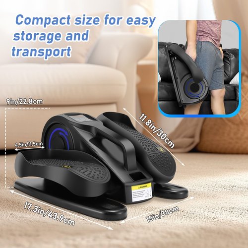 Rollingsurfer Under Desk Elliptical Machine, Adjustable Speeds Electric Trainer with Remote, Portable Seated Pedal Leg Exerciser for Teens Seniors and Adults